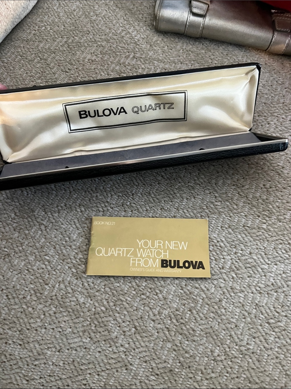 Bulova Black Box with Cream Satin Interior box and Booklet